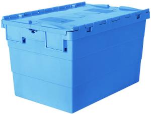 China LARGE LOGISTIC PACKAGING MOVING TOTE BOX PLASTIC NESTABLE STACKABLE STORAGE BIN WITH LID on sale