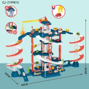 Educational Construction Toys City Car Building Single And Double Slide Track Parking Lot