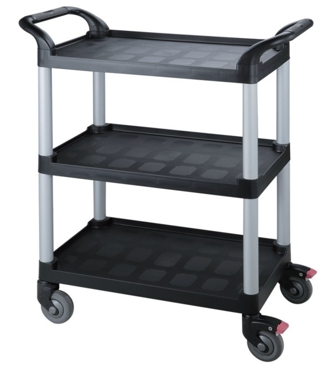 Multi - functiona l3 - Layer Plastic Dining Cart with Side Waste - Collecting Bins