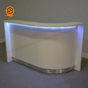 Buy cheap L Shaped Salon Reception Desk Led Executive Lounge Bar Counter product