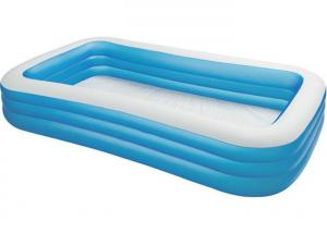 Buy cheap Giant Deep Inflatable Swimming Pool , Toddler Blue Rectangle Blow Up Pool 262 * 175 * 51cm product