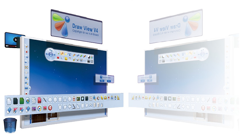 Interactive Projector Board Customized Size 82 To 120 Inch Finger Touch Smart Board PC USB Connected Whiteboard