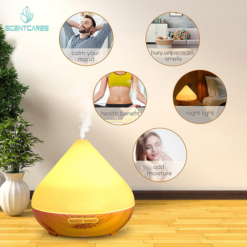 300ml Wood Grain Cool Mist Essential Oil Diffuser