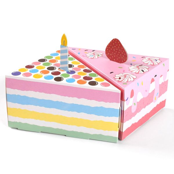 Pink Triangle Cake Shaped Gift Box Set Birthday Party Favors Wedding Candy Box Table Decor With Strawberry
