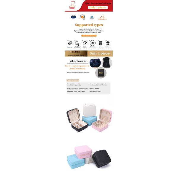 Multiple Compartments PU Leather Travel Jewelry Organizer Box Zipper Bag
