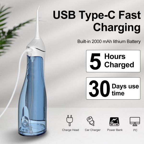 Custom Teeth Oral Hygiene Water Flosser Rechargeable IPX7 Cordless Oral Irrigator For Dental Teeth Spa