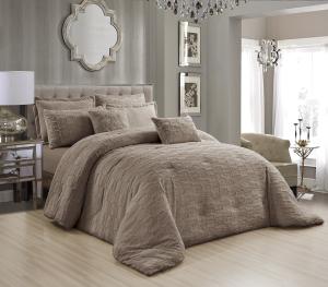 Rabbit Fur Plaid Winter Comforter Set with High-Gram Weight Fiber Filling