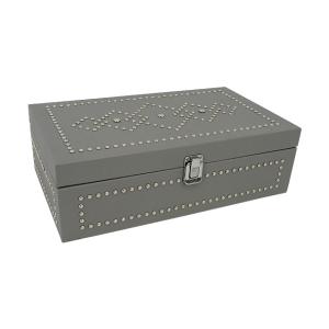 China Customized Fashion Classic Wine Tea Chocolate Packaging Box PU Leather Rivet Decoration Wooden Box Gift Box on sale