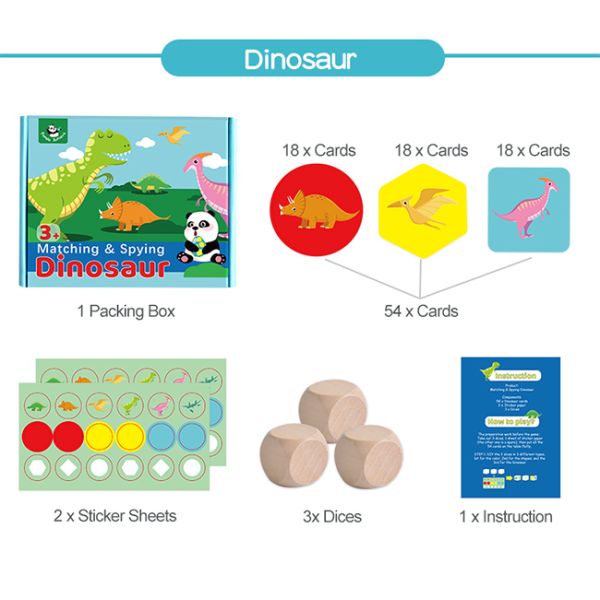 Adventure Logical Board Games Mindful Activity Cards Matching And Spying Dinosaur