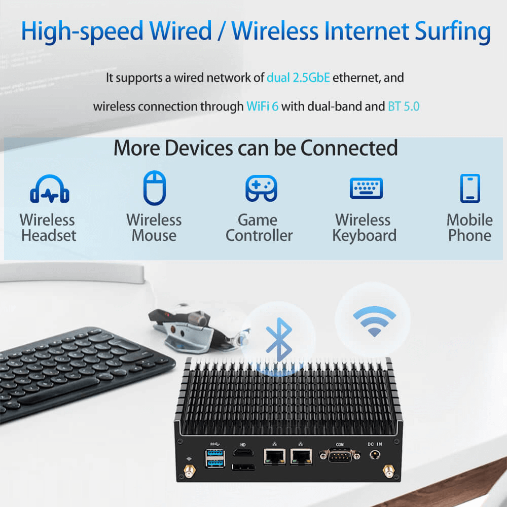 Intel Pentium 5405U Industrial Fanless PC With COM And Supports Dual Display