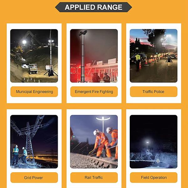 Diesel Powered Light Towers LED Tower Lighting Mining Operations Mobile Light Tower