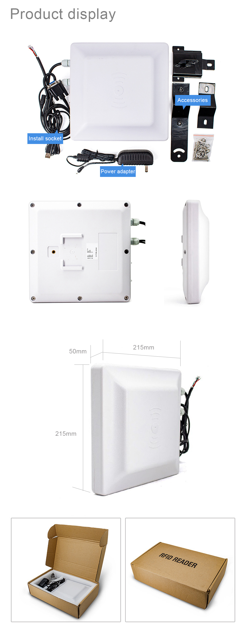RJ45 RS485 Long Range Uhf RFID Card Access Control 960 Mhz Build In 7 DBi Antenna