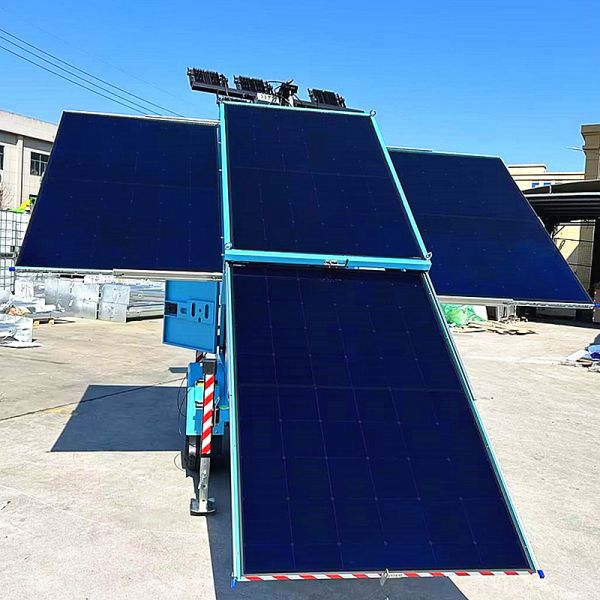 Towable Light Tower Quick Deployment Emergency Light Tower Beam Angle 350° Solar LED Light Tower