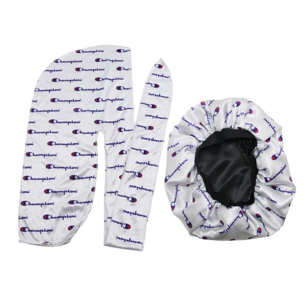 Quality Customized Luxury Satin Silky Durag And Matching Bonnet for sale