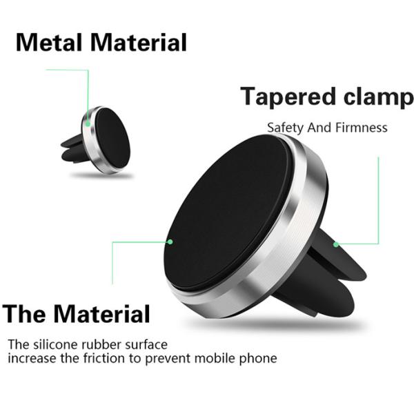 Metal Silicone Rubber Air Vent Magnetic Phone Holder