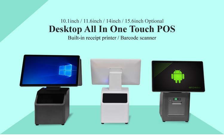 15.6'' Touch Screen POS System with Built-in 1D/2D Scanner in Black or White