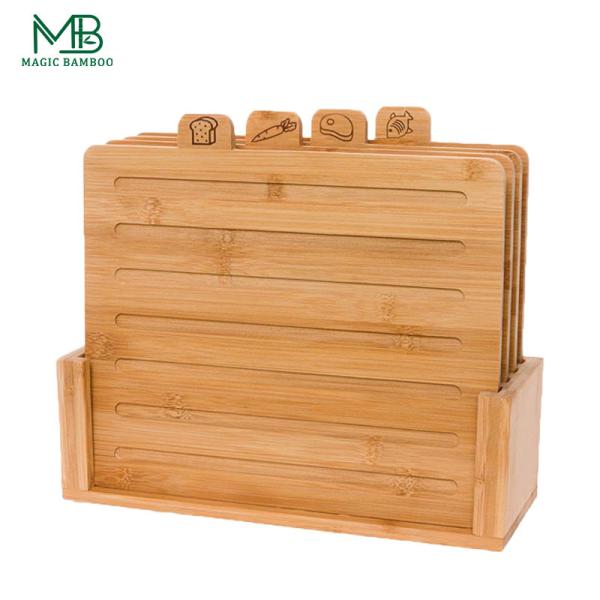 Quality Bamboo cutting board set 4 coded with stand for sale