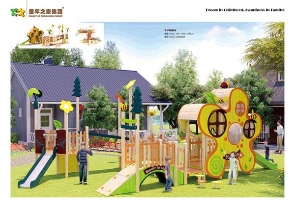 Quality Honeybee Theme Wooden Playground Slide Precision Machining Color Powder Coated for sale