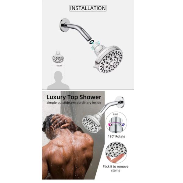 Chrome Finished Multi-Function Shower Head For High Pressure Water Saving In Bathroom