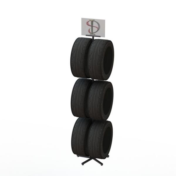 Quality Automobile Cover Tyre 6 Rubber Tires Metal Display Rack Kd Base for sale