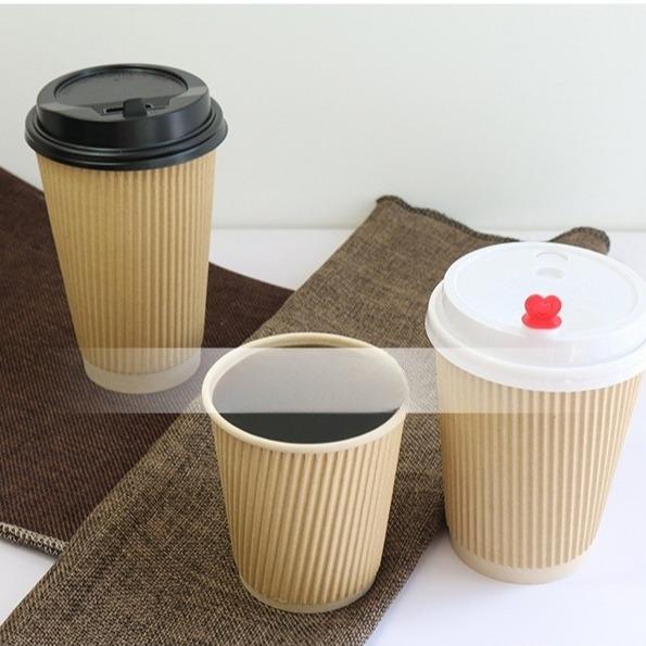 Quality Disposable Corrugated Paper Cup Of Vertical Tile Customized Printed Paper Cups Double Layer Paper Cups for sale