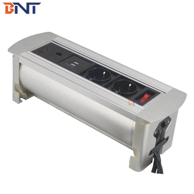 customize multimedia conference table manual flip up socket with 3 universal power socket 3.5audio , vga ,usb ,rj45