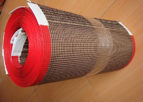 Quality 10 × 10 Red Edge PTFE Mesh Belt ,  PTFE Coated Fiberglass Conveyor Belt for sale
