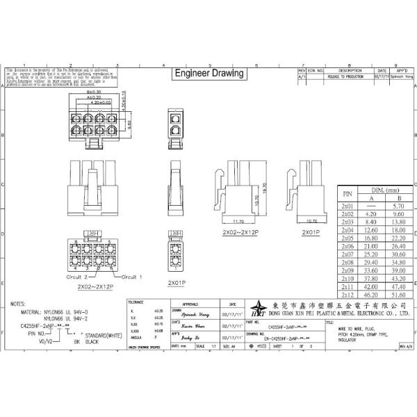 4.25mm Pitch Connector, Wire To wire Connectors for Molex 5556 equivalent