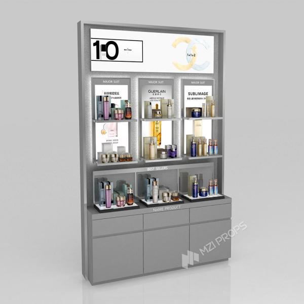 GDR02-BG07 No Light Skincare Display Cabinet with Multi-Purpose Storage and Modern Style for Department Stores