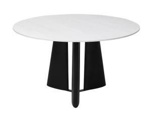 Ceramic Top Fixed Type Modern Round Dining Table Easy Cleaning With Metal Base