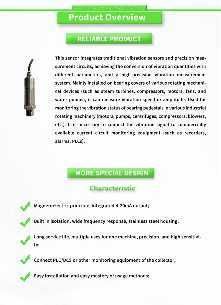 Advanced Vibration Measurement Sensor For UBZD2000 Rotating Machinery Electric Motor