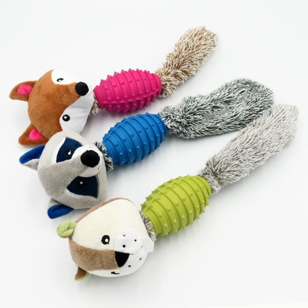 Quality Healthy TPR And Strong Plush Dog Toys 70g Teeth Cleaning plush chew toys for sale