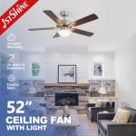 Smart Decorative Ceiling Fan With Light 2*E27 Brushed Nickel MDF Blade Remote