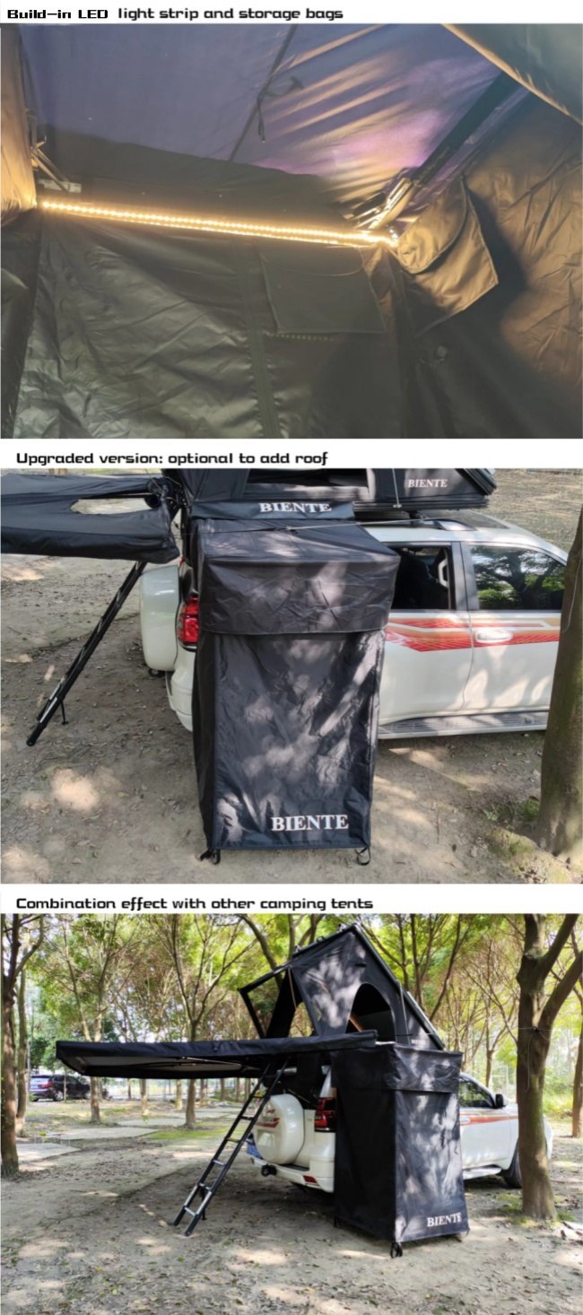 Portable Foldable Camping Shower Tent Awning Toilet Bathing Tent Built-in LED Strip Light