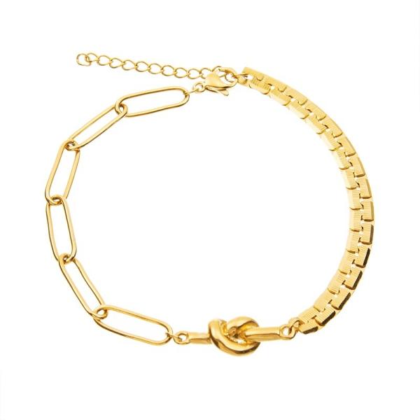 Quality 14K Gold Plated Knot Charm Wristband Adjustable Chain Bracelet For Girl for sale
