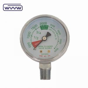 China Factory price 0-4000psi chromed medical use no oil bottom entry 50mm chromed oxygen cylinder pressure gauge on sale