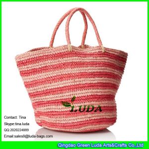 Buy cheap LUDA large women straw handbags striped raffia straw tote bag product