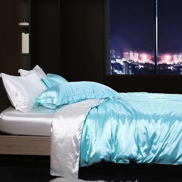 Nordic Fitted Pure Color Mulberry Silk Bedding Four Piece Bed Set