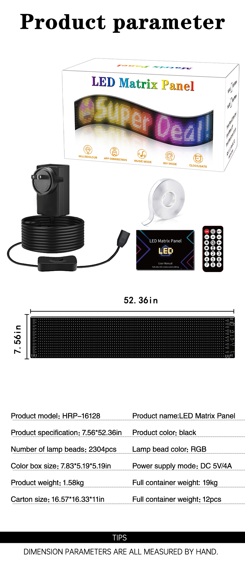 IP65 16*144 Pixel Size Indoor Fixed LED Screen Flexible Display for Indoor Applications Controlled by Bluetooth