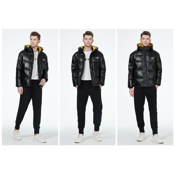 Material Oil Repellent Down Coat Black Windproof Jacket 46-54 Size