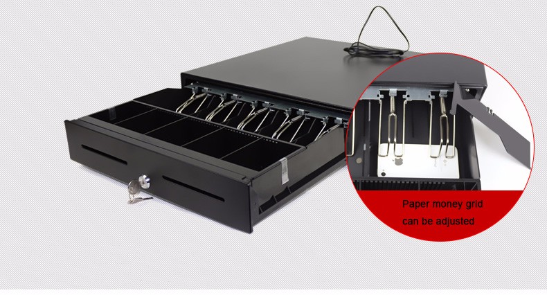 Metal cash box with bill and coin tray for POS cash register