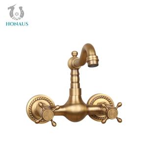 Buy cheap Double Switch Antique Copper Wall Mounted Bathtub Faucets Hot Cold Water product
