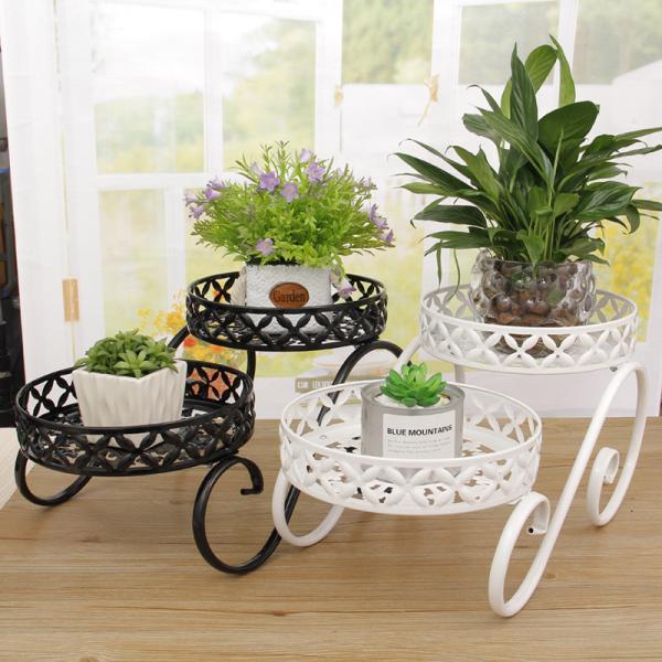 Quality White Nordic Rustproof Cart Shape Metal Flower Stand for sale
