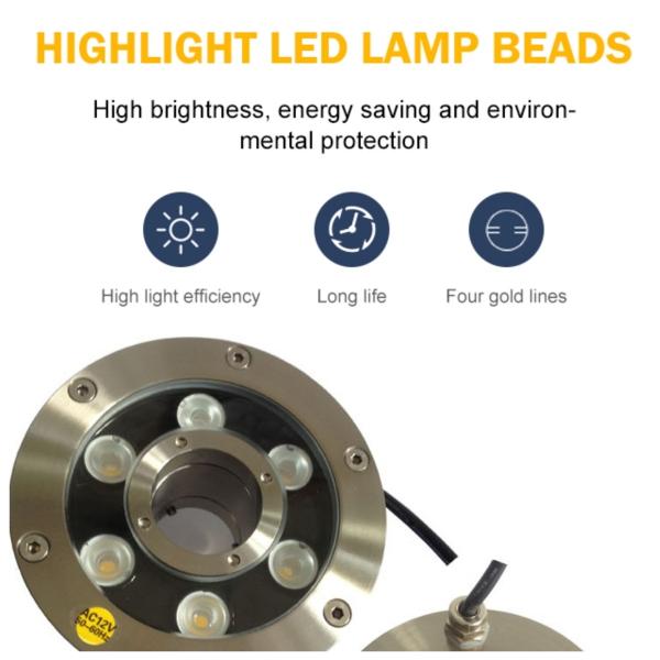 50000 Hours 145mm 12V 9W Underwater Fountain Lights