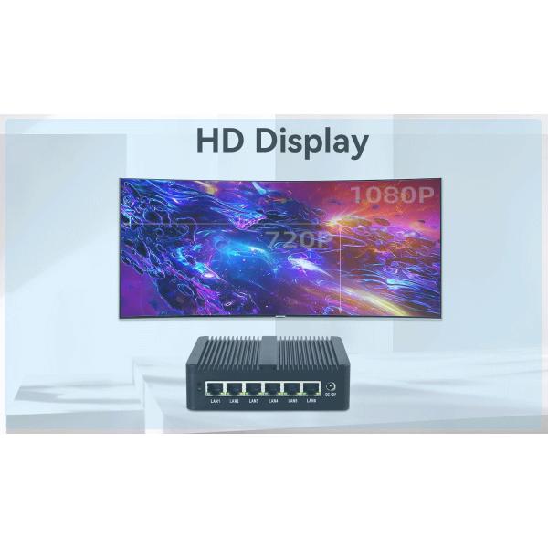 Celeron J6412 6GbE LAN Firewall Mini PC With MSATA SSD 32GB RAM Black Firewall Router