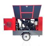 Screw Type Industrial Portable Diesel Engine Air Compressor 0.8 Mpa On Wheeled