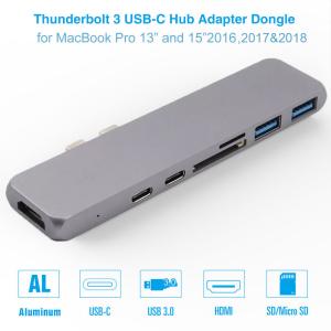 Buy cheap Thunderbolt 3 dual usb-c hub with SD Card reader for 2016 / 2017 / 2018MacBook Pro USB-C adapter product