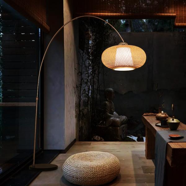Classical chinese design creative home decorative bedroom living room bamboo arc floor lamp(WH-WFL-18)