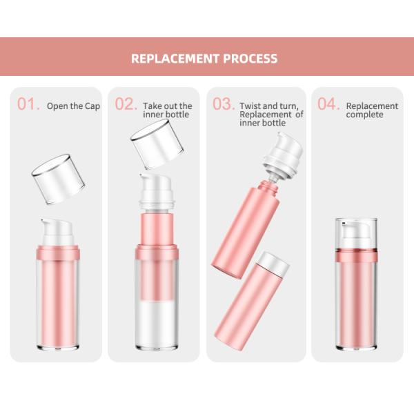 Plastic spring airless bottle without tube refillable cosmetic bottles