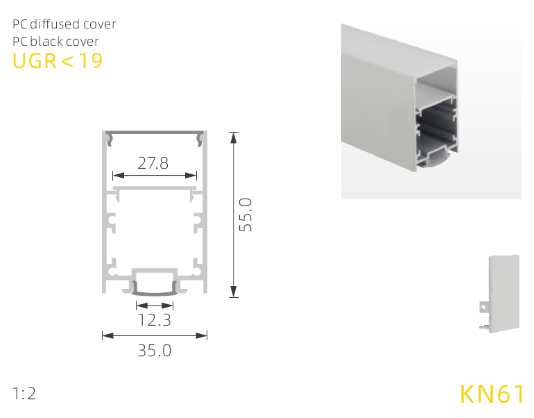 Led Aluminium Profiles For Indirect Lighting By Led Strips for Up and Down lighting